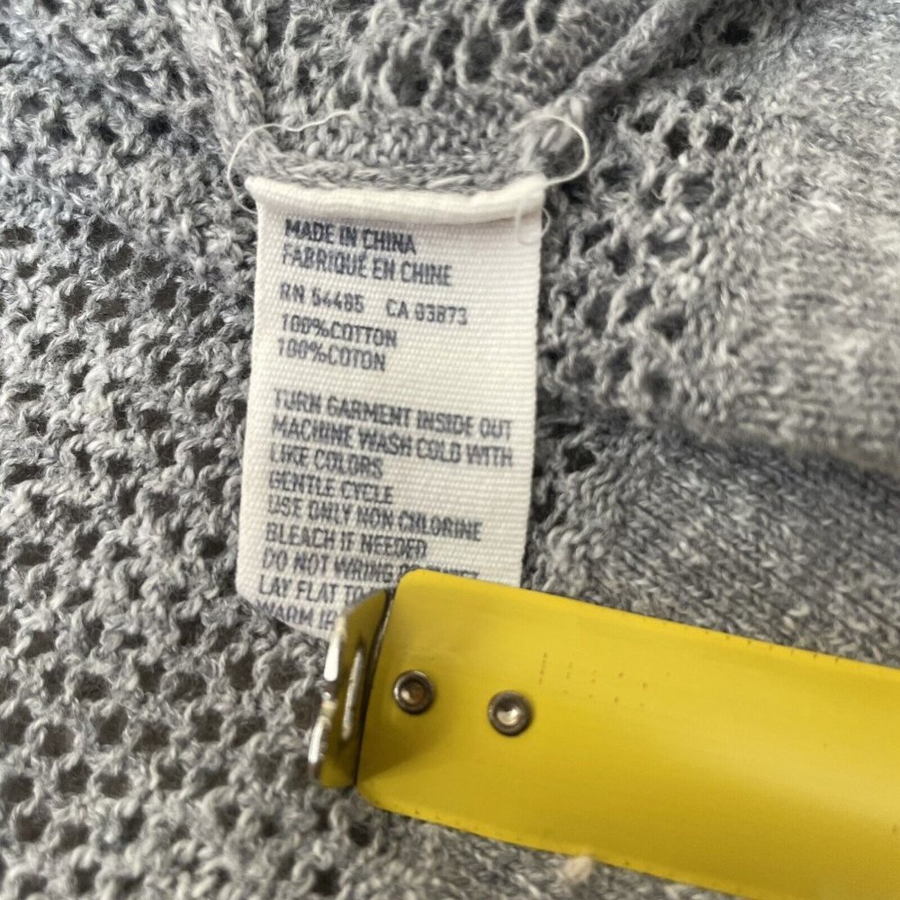 American Eagle Sweater Womens Large Grey Open Knit 3/4 Sleeve Lightweight Top - Picture 4 of 7